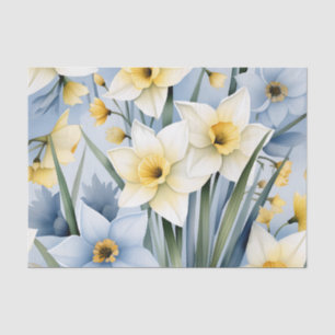 Soft Watercolor Background with Delicate Daffodil Tissue Paper