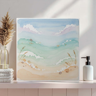 Soft Watercolor Beach Scene ID1207 Ceramic Tile