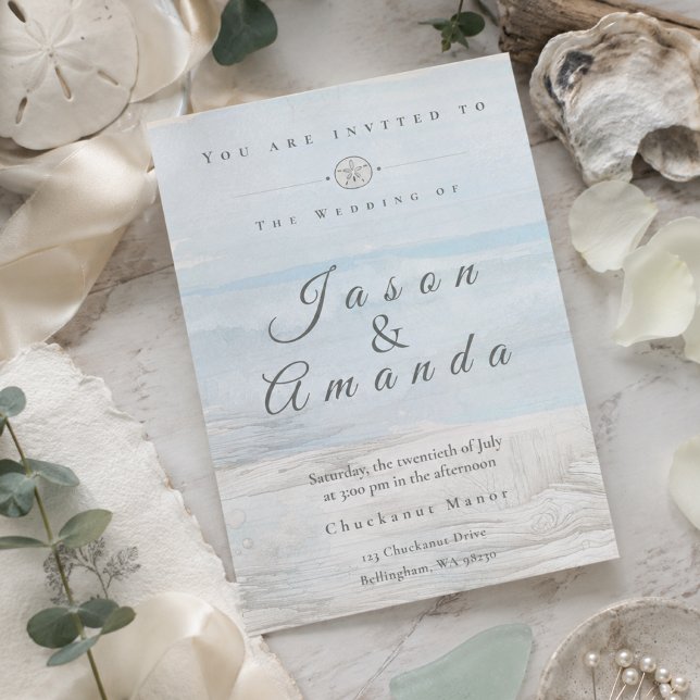 Soft Watercolor Beach Wedding Invitation (Creator Uploaded)
