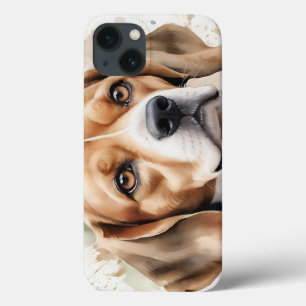 Soft Watercolor Beagle Portrait with Fluid iPhone 13 Case