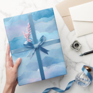 Soft Watercolor Blue Mist Sky Abstract Pattern Wrapping Paper