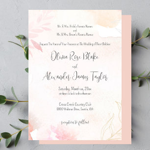 Soft Watercolor Blush Floral Wedding Invitation
