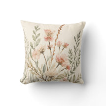 Soft Watercolor Botanical Floral Cushion