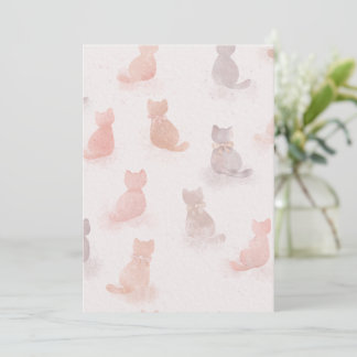Soft Watercolor Cat Pattern Invitation
