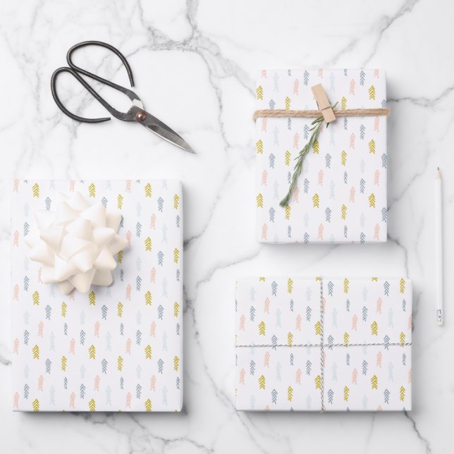 Soft Watercolor Chevron Pattern Wrapping Paper Sheet (Front)