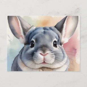 Soft Watercolor Chinchilla Portrait  Postcard