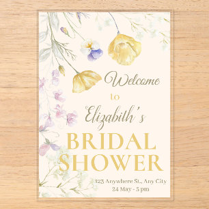 Soft Watercolor Floral  Customisable Bridal Shower Acrylic Invitations