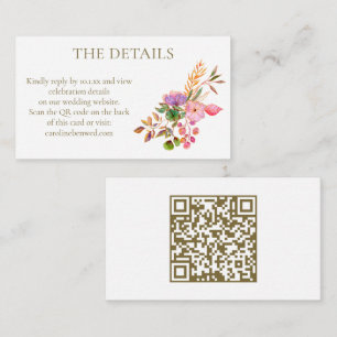 Soft Watercolor Floral Elegant Wedding RSVP QR Enclosure Card