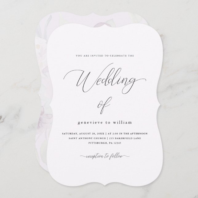 Soft Watercolor Floral Overlay Photo Wedding Invitation (Front/Back)