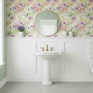 Soft watercolor floral pattern wallpaper