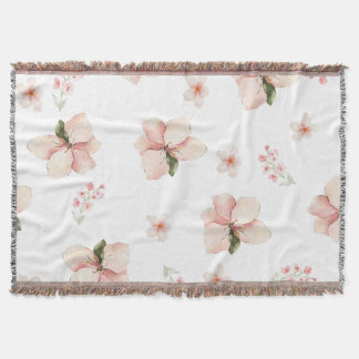 Soft Watercolor Floral Seamless Pattern Throw Blanket