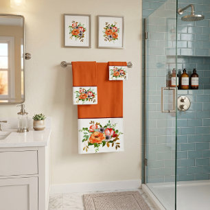 Soft watercolor flowers bath towel set