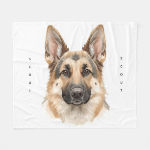 Soft Watercolor German Shepherd Face Cosy Fleece Blanket