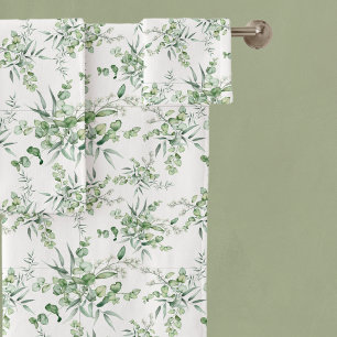 Soft Watercolor Green Leaves Bath Towel Set