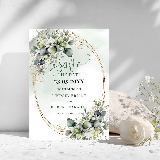Soft Watercolor Greenery Wedding Save The Date (Soft Watercolor Greenery Wedding Save The Date)