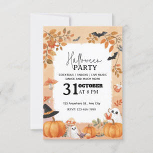 Soft Watercolor Halloween Party Invitation