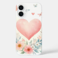 Soft Watercolor Heart Love Flowers Birds