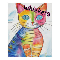 Soft Watercolor Illustration of a Cat -Whiskers