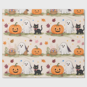 Soft Watercolor Kids Halloween Candy Basket  Wrapping Paper