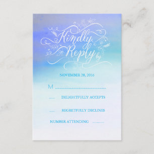 Soft Watercolor Modern Blue Wedding RSVP Card