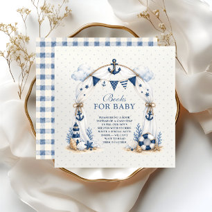 Soft Watercolor Nautical Baby Books Ahoy Its A Boy Enclosure Card