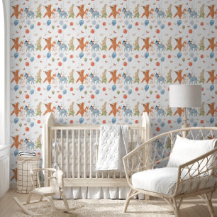 Soft Watercolor Nursery Decor Woodland Animals Wallpaper