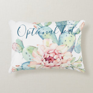Soft Watercolor Pastel Blooming Cactus Decorative Cushion