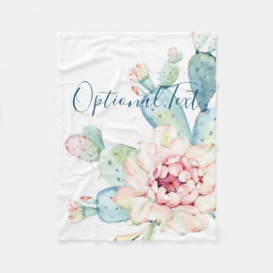 Soft Watercolor Pastel Blooming Cactus Fleece Blanket