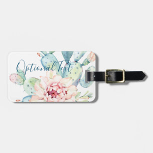Soft Watercolor Pastel Blooming Cactus  Luggage Tag
