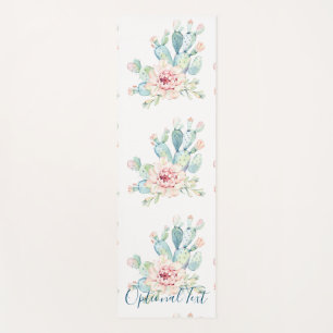 Soft Watercolor Pastel Blooming Cactus Yoga Mat