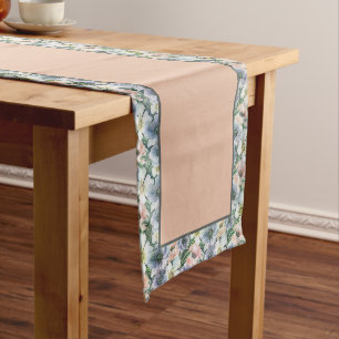 Soft watercolor pastel floral medium table runner