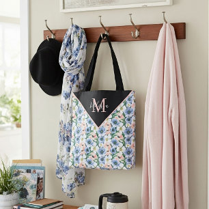 Soft watercolor pastel floral personalised tote bag