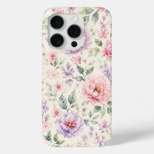 Soft Watercolor Peony Floral iPhone 15 Pro Case
