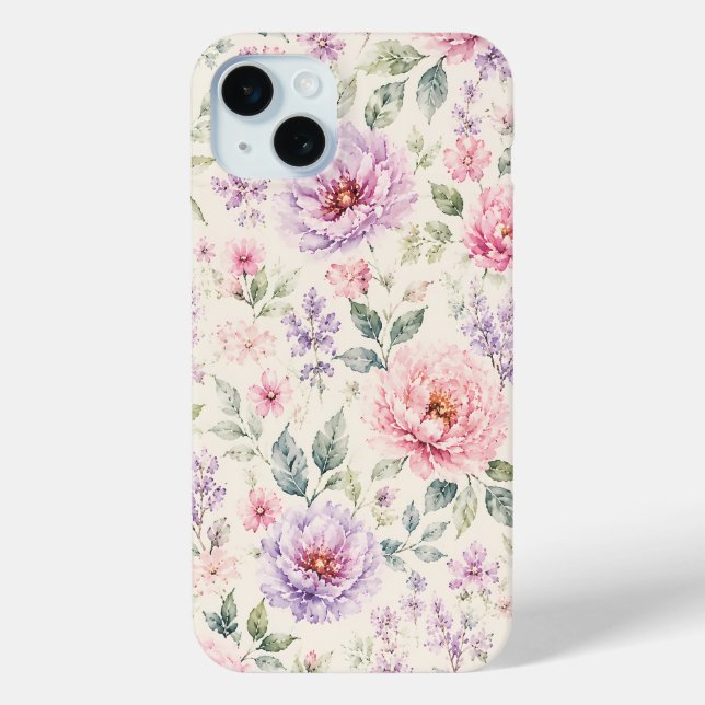 Soft Watercolor Peony Floral Case-Mate iPhone Case (Back)