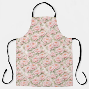 Soft Watercolor Peony Floral Seamless Pattern Apron