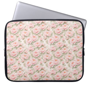 Soft Watercolor Peony Floral Seamless Pattern Laptop Sleeve
