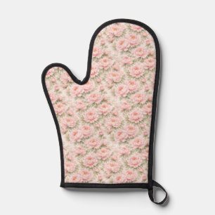 Soft Watercolor Peony Floral Seamless Pattern Oven Mitt