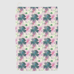 Soft Watercolor Pink Floral Pattern Golf Towel