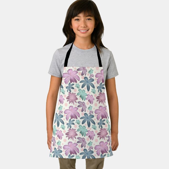 Soft Watercolor Pink Floral Pattern |  Wallpaper Apron (Insitu)