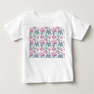 Soft Watercolor Pink Floral Pattern Wallpaper Baby T-Shirt