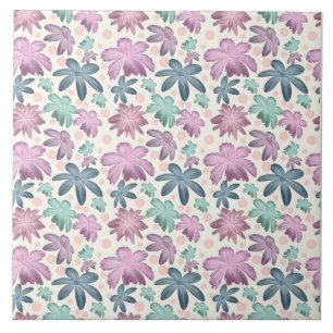 Soft Watercolor Pink Floral Pattern Wallpaper Ceramic Tile