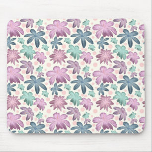 Soft Watercolor Pink Floral Pattern Wallpaper Mouse Pad