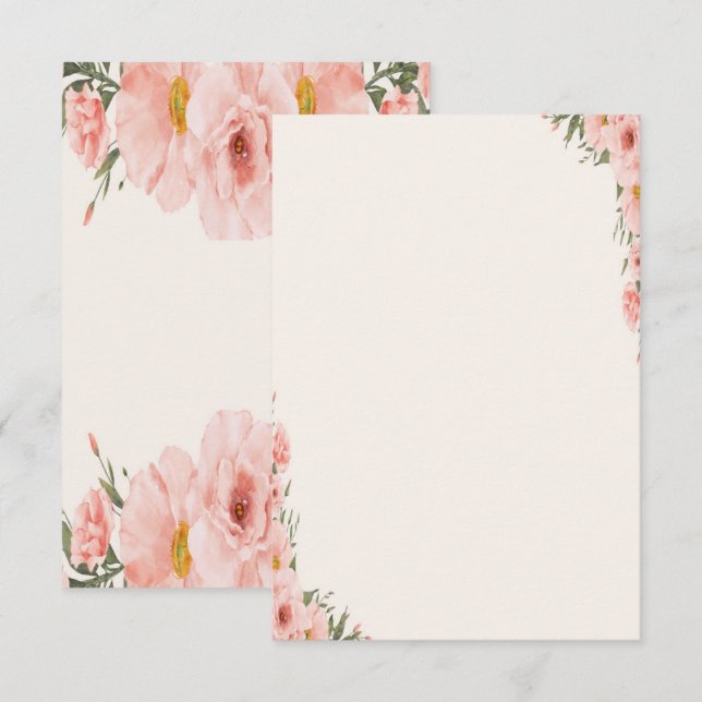 Soft watercolor pink flower card (Front/Back)