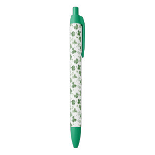 Soft Watercolor Shamrock Pattern Black Ink Pen