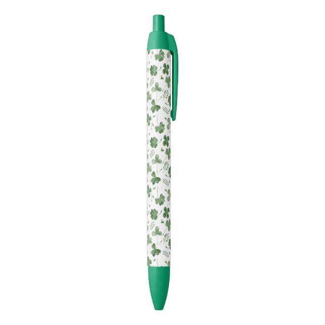 Soft Watercolor Shamrock Pattern Black Ink Pen (Bottom (Vertical))