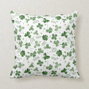 Soft Watercolor Shamrock Pattern Cushion