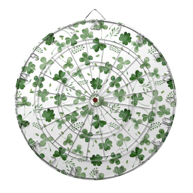 Soft Watercolor Shamrock Pattern Dartboard (Front)