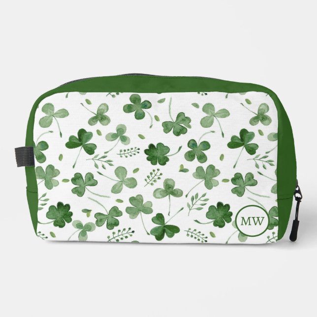 Soft Watercolor Shamrock Pattern Dopp Kit (Front)