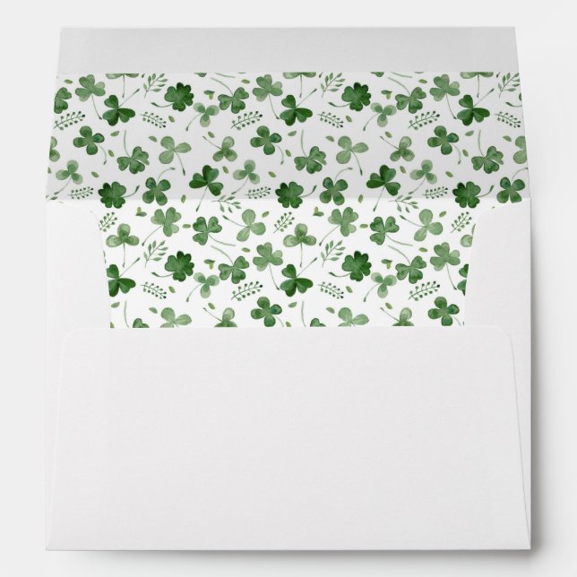 Soft Watercolor Shamrock Pattern Envelope (Back (Bottom))