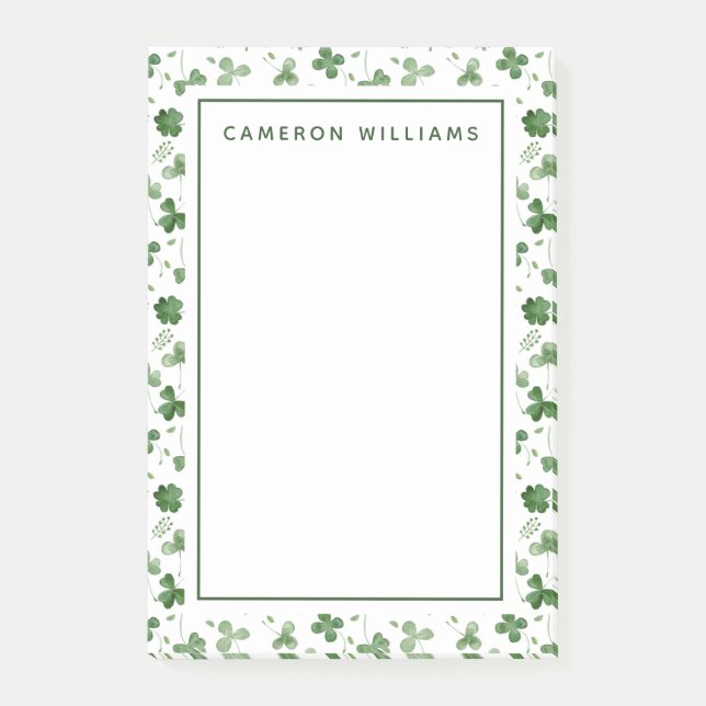 Soft Watercolor Shamrock Pattern Post-it Notes (Front)